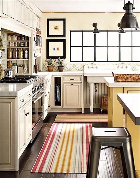 With its muted striped pattern it will add scandi chic to your home. Striped Kitchen Runner - Cottage - kitchen