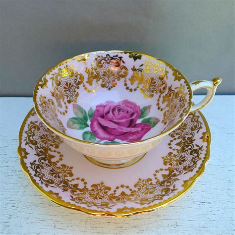 Vintage Paragon Pink Rose With Gold Tea Cup And Saucer Etsy Tea Cups Tea Antique Tea Cups