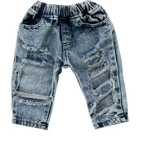 Gaono Baby Boys Girls Ripped Jeans Pants Kid Causal Elastic Waist