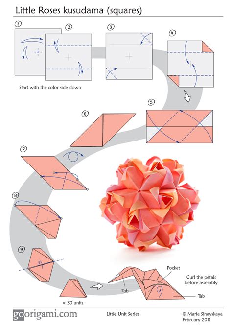 Little Roses Kusudama Diagram Basteln Mit Papier Origami Papier