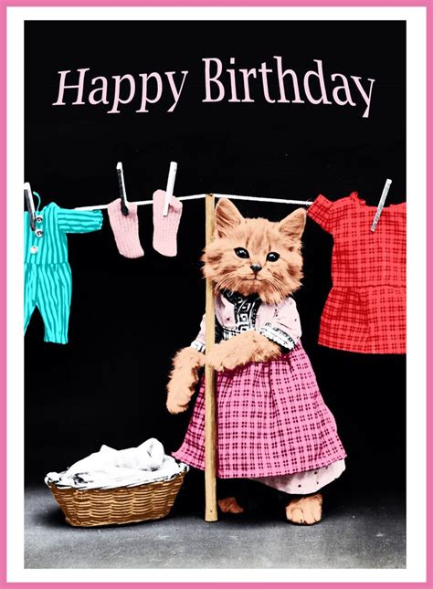 These wishes will help your friends feel happy on their day of celebration. Vintage birthday card with kitten #birthday #card | Happy ...