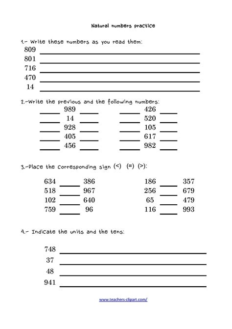 Writing Numbers Worksheet 1-1000