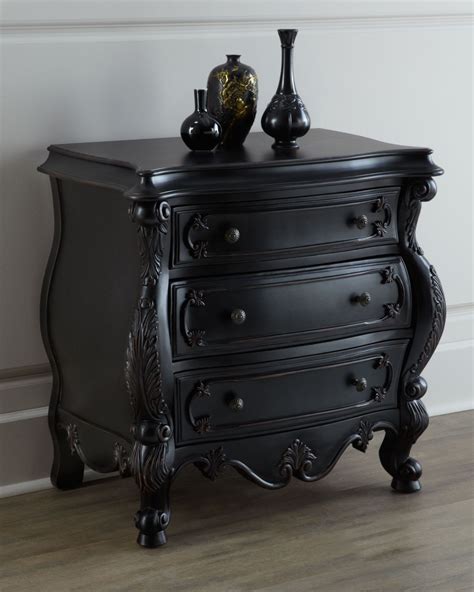 A medieval style set of bedroom furniture helps to create the gothic feel. Nicolette Black Bedroom Furniture Cabinet | Black ...