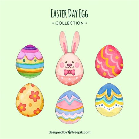 Free Vector Watercolor Easter Day Eggs Collection