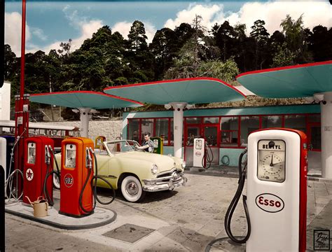 1950s Gas Station In Sweden Old Gas Stations Petrol Station Gas