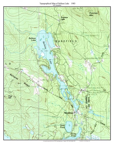 Belleau Lake 1983 Custom Usgs Old Topo Map New Hampshire Old Maps