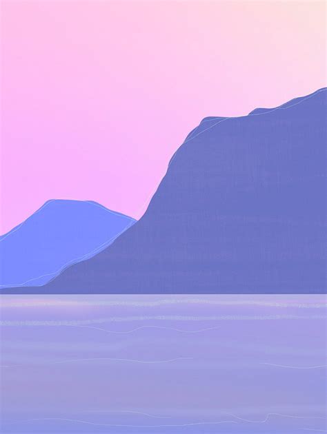 Minimal Purple Mountains On Horizon Brightly Colored Pop Art Etsy