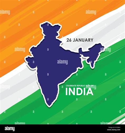 Indian Republic Day Card With Typogrpahic Background Vector Stock