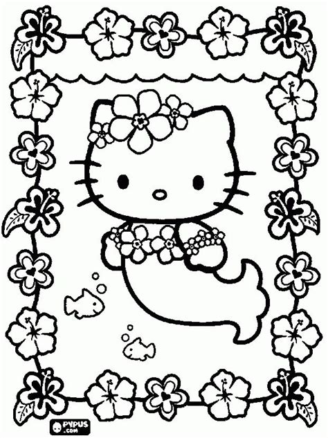 A Hello Kitty Coloring Page With Flowers