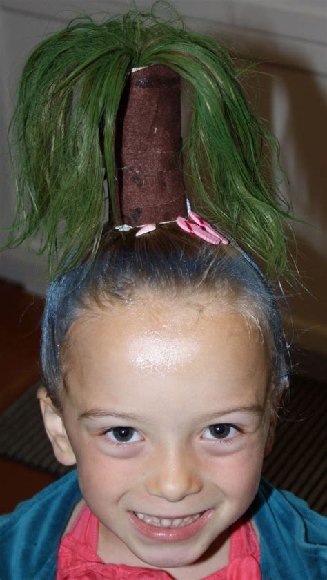 The hairstyle takes some planning to get it done on time. Pin by Geena Steeprock on School...crazy hair day | Pinterest