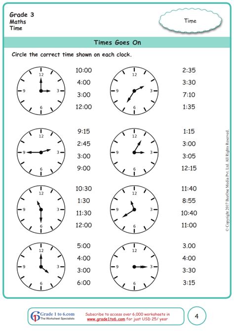 Time Worksheets Grade 3