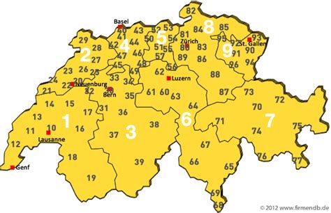 Schweizer Postleitzahlenkarte Lokales Regionales Nationales Und