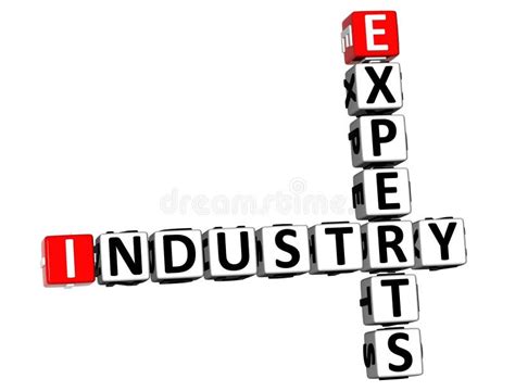 3d Rendering Crossword Industry Experts Over White Background Stock