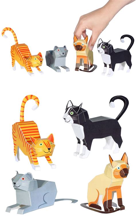 Cats Paper Toys Diy Paper Craft Kit 3d Paper Animals 4