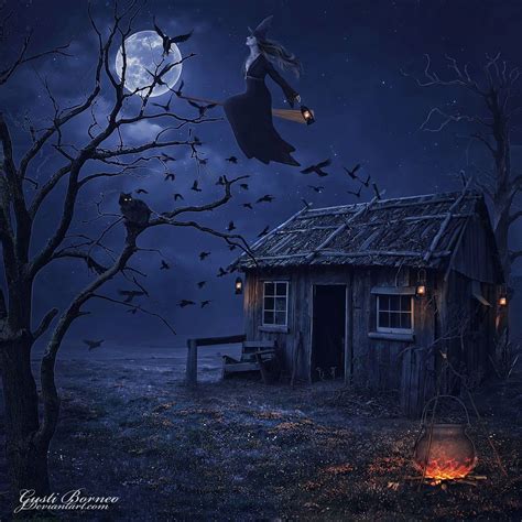 Magical Witch Halloween Artwork Halloween Painting Halloween Pictures