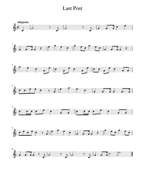 Last Post Sheet Music For Trumpet In B Flat Solo