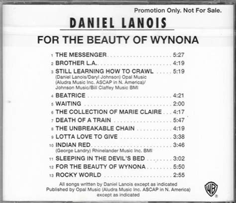 Daniel Lanois For The Beauty Of Wynona 1993 Advance Cd Ebay