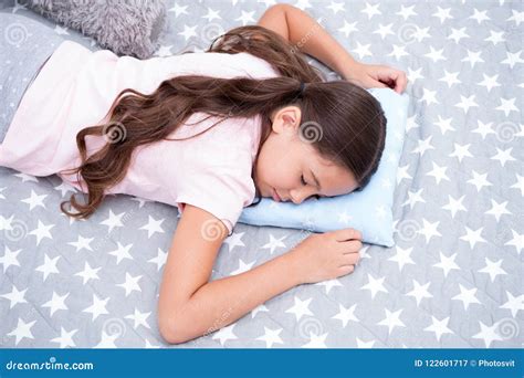 Sweet Dreams Girl Child Long Hair Fall Asleep On Pillow Close Up