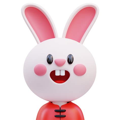 3d Rendering Cute Rabbit Avatar Icon Illustration Year Of The Rabbit