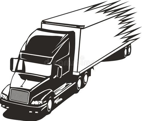 Speeding Big Rig Truck In The Highway Stock Vector Illustration Of