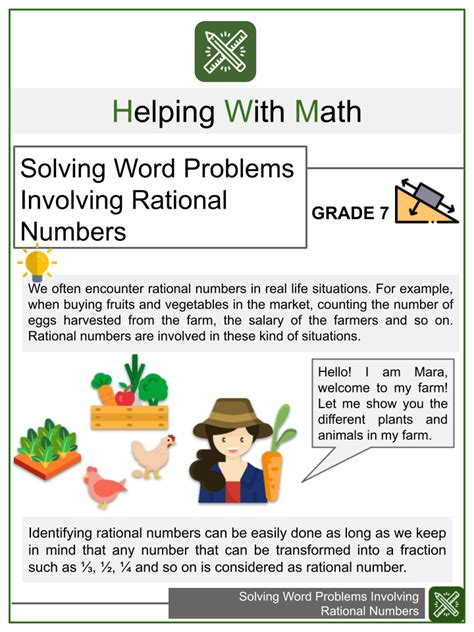 Solving Word Problems Involving Rational Numbers Worksheets