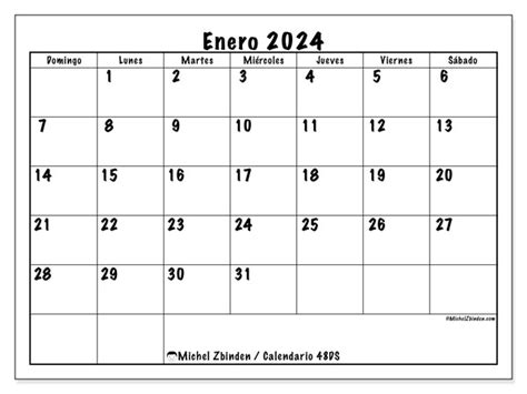 Calendarios Enero 2024 Michel Zbinden Py