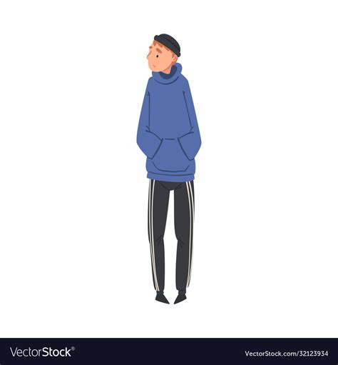 Young Lonely Guy Standing Alone Aside At Concert Vector Image