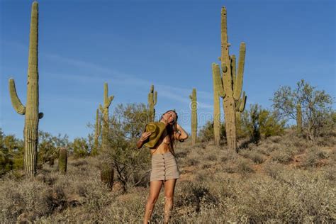 Gorgeous Hispanic Model Poses Topless In The Arizona Desert Stock Photo Image Of Body Beauty
