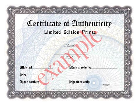 It is a helpful tool in proving a work's provenance, quality, and ensures the buyer that it is produced by you and no one else. Limited Edition Blank Certificate of Authenticity -Prestige of your artwork,Network Marketing ...