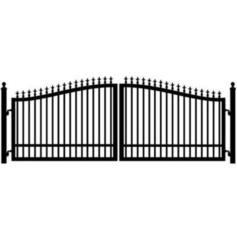 A gate is basically a fence section with ends. Mighty Mule St. Augustine 14 ft. W x 5 ft. H 2 in. Powder Coated Steel Dual Driveway Fence Gate ...