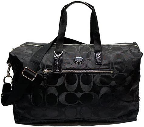 Coach Signature Black Nylon Travel Weekender Duffle Bag F77469 Travel
