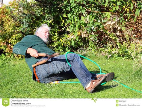 Garden Accident. Falling Over. Stock Image - Image of pipe ...