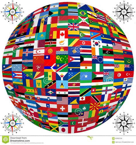 Set Flags Of World Sovereign States Vector Stock Vector Illustration