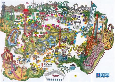 Six Flags Magic Mountain Map Assorted Ii In 2019 Theme Park Map