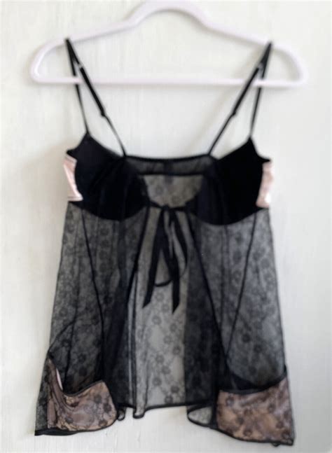 Victorias Secret Black Lace Open Front Babydoll Linge Gem