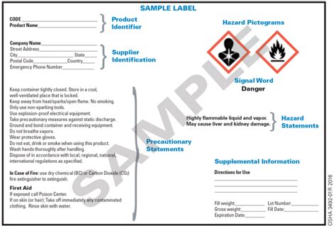 Microsoft Word Ghs Label Template Chemical Container Labels Ehs