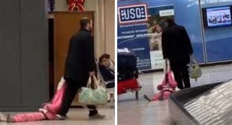 Padre Arrastró A Su Hija Por Aeropuerto Como Si Fuera Un Equipaje