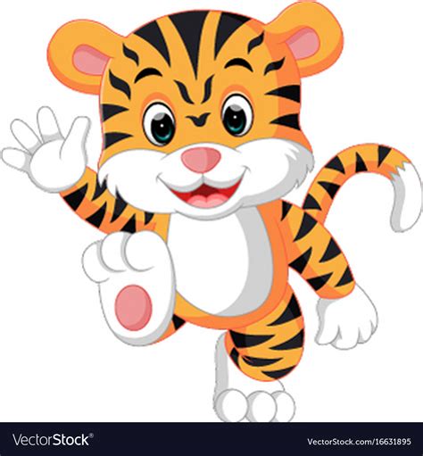 Cute tiger cartoon Royalty Free Vector Image - VectorStock