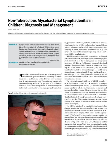 Pdf Non Tuberculous Mycobacterial Lymphadenitis In Children