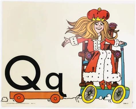 Vintage Alphabet Poster Card Electric Company Letter Q 1977 Milton