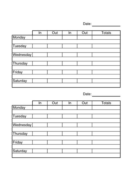 Two Week Time Sheets Employee Time Sheets Time Sheet Printable