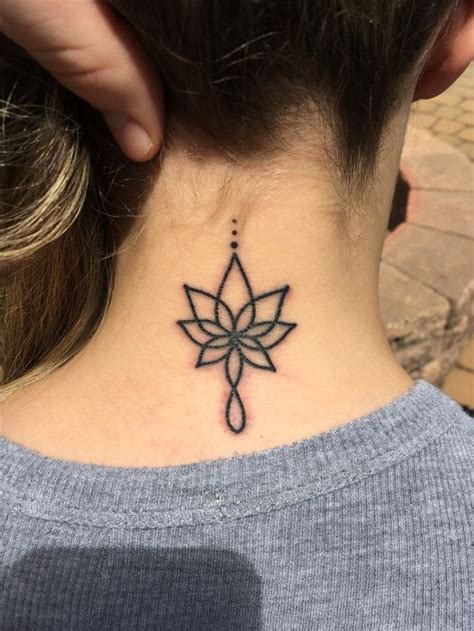 Infinity Lotus Flower Tattoo On Back Of Neck Blurmark