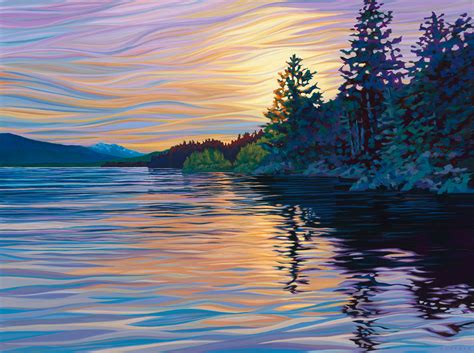 Recent Painting Sunset On Calm Waters At Sproat Lake The Feeling Of