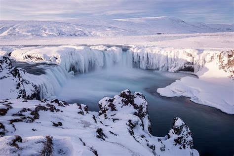Godafoss Waterfall Frozen During Winter Iceland Photograph By Ross