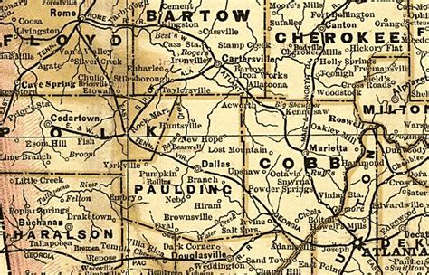 East Tennessee Virginia And Georgia Railroad 1883 Map Rome Atlanta