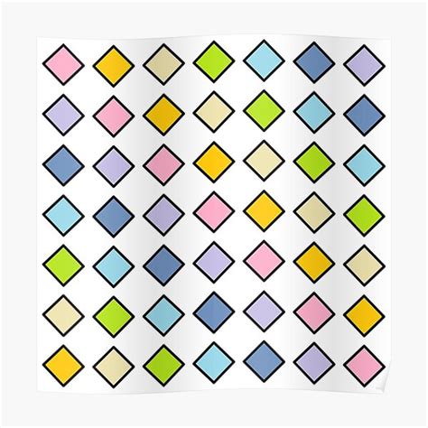 Black Outlined Pastel Rainbow Diamonds Poster By Lornakay Redbubble