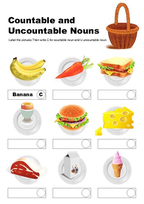 Countable And Uncountable Nouns Alphabet Activities Uncountable