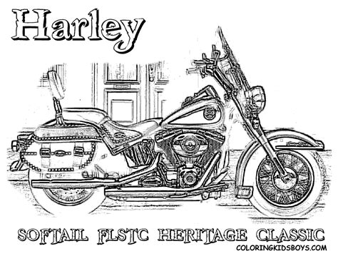 Free Harley Davidson Motocycle Coloring Pages Harley Davidson Softail Flstc Heritage Coloring