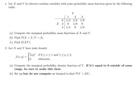 Solved Let X And Y Be Discrete Random Variables With Chegg Com