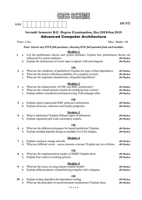 Download VTU CSE Advanced Computer Architecture Th Sem Previous Year Question Paper Dec